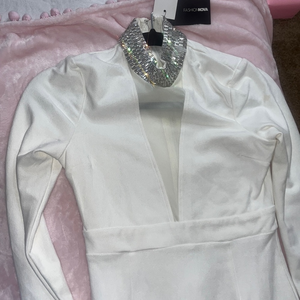 White and Silver party dress medium-sized